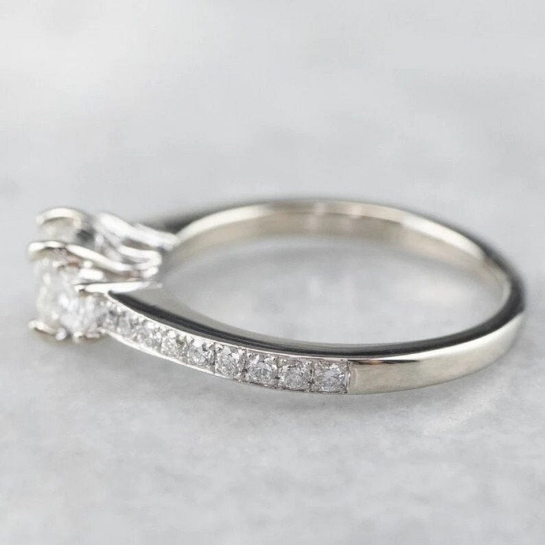 Classic 2.75 TC Princess Cut Three Stone Ring Princess Cut Lab Grown Trilogy Handmade 950 Platinum Jewelry Engagement Ring Anniversary Gift