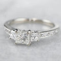 Classic 2.75 TC Princess Cut Three Stone Ring Princess Cut Lab Grown Trilogy Handmade 950 Platinum Jewelry Engagement Ring Anniversary Gift