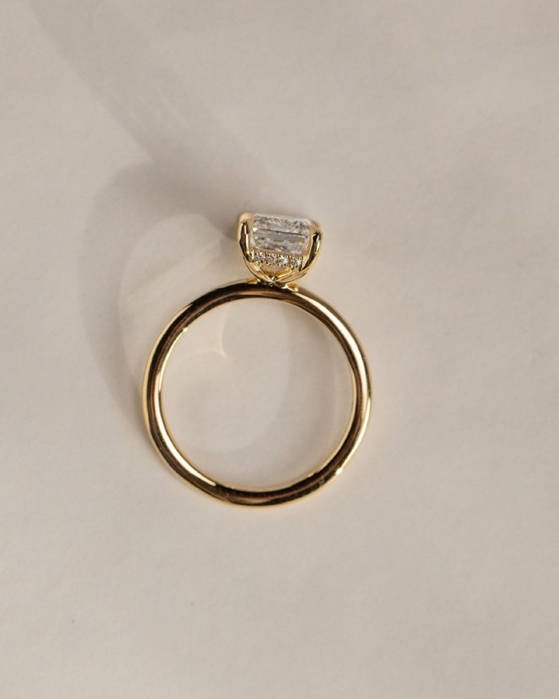 3ct Emerald Cut Lab grown Diamond Solitaire Elongated Engagement Ring Rectangle Diamond Ring Thin Solitaire Ring Fine Jewelry