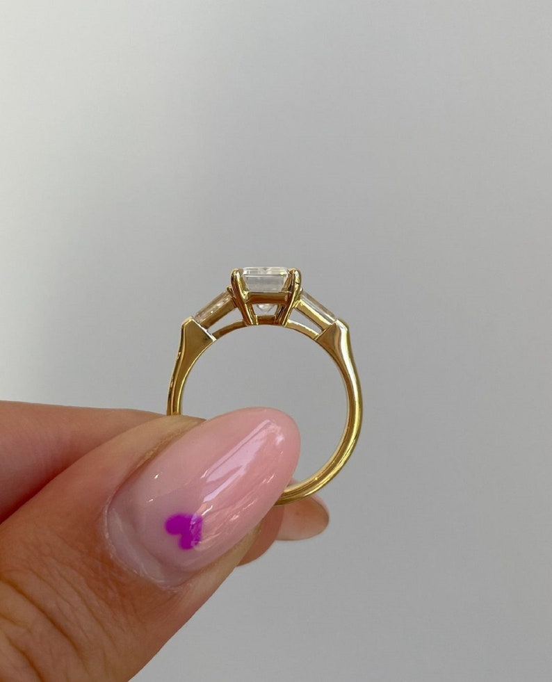 3 Ct Emerald Cut Lab-Grown Diamond Engagement Ring in 14K Gold