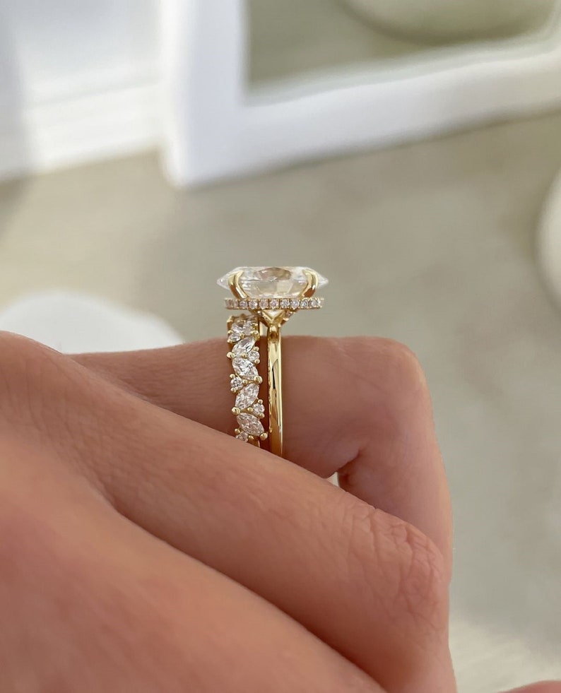 5ct Oval 14K Yellow Gold Oval Bridal Set