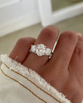 3ct Luna Three-Stone Oval Lab Grown Diamond Ring + band – White Gold Finish