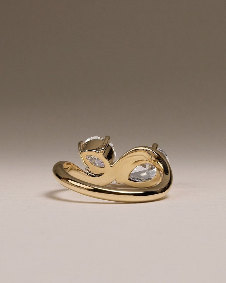 5ctw Eternal Bond Lab-Grown Diamonds Ring, 3ct Pear shape & 2ct Round.