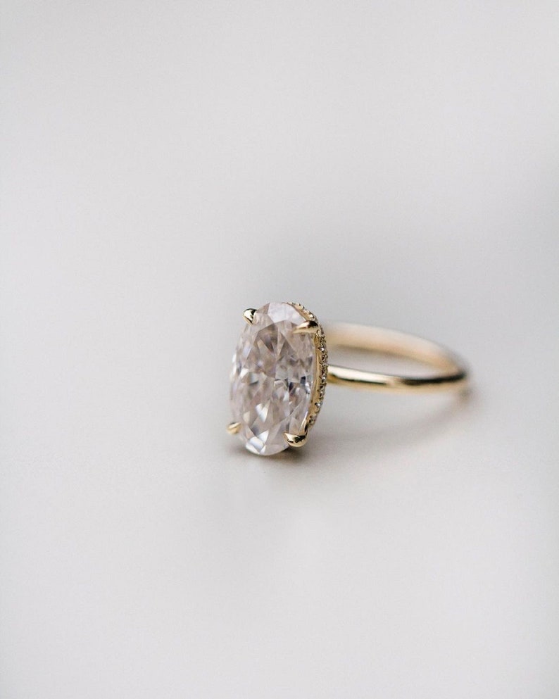 3ct Oval Cut Hidden Halo Lab-Grown Diamond Solitaire Ring in Gold