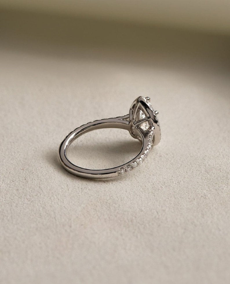 2ct Pear-Cut Lab-Grown Diamond Halo Engagement Ring in 14K White Gold