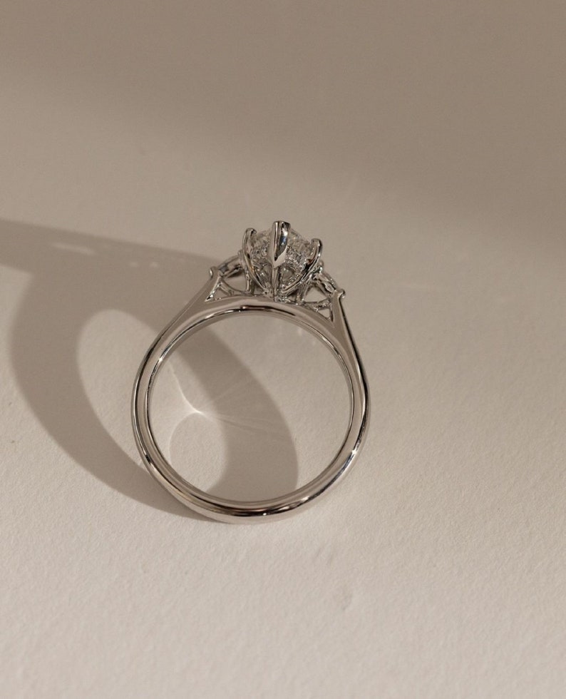 2ct Marquise-Cut Lab-Grown Diamond Solitaire Side 0.25ct Each MQ Ring in White Gold