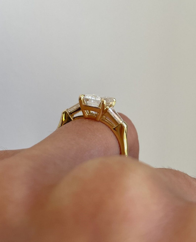 3 Ct Emerald Cut Lab-Grown Diamond Engagement Ring in 14K Gold