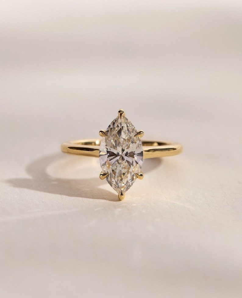 2.50ct Marquise Cut Lab-Grown Diamond Solitaire Ring in 14K Yellow Gold