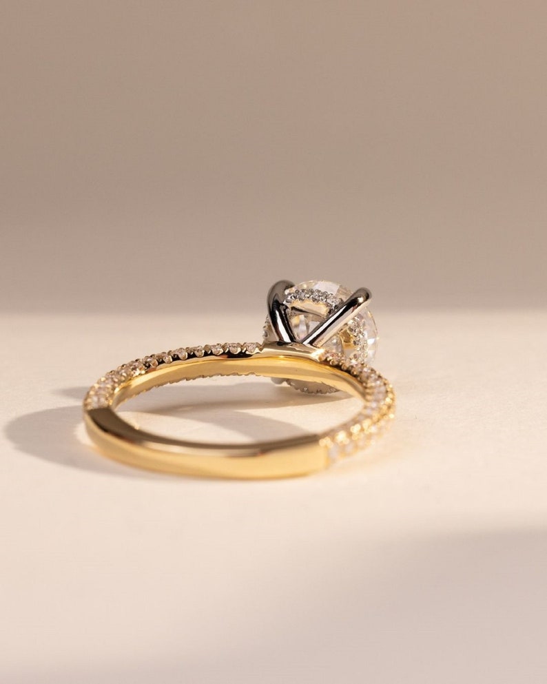 2ct The Aura Hidden Halo Round Cut Lab-Grown Diamond Ring in 14K Yellow Gold