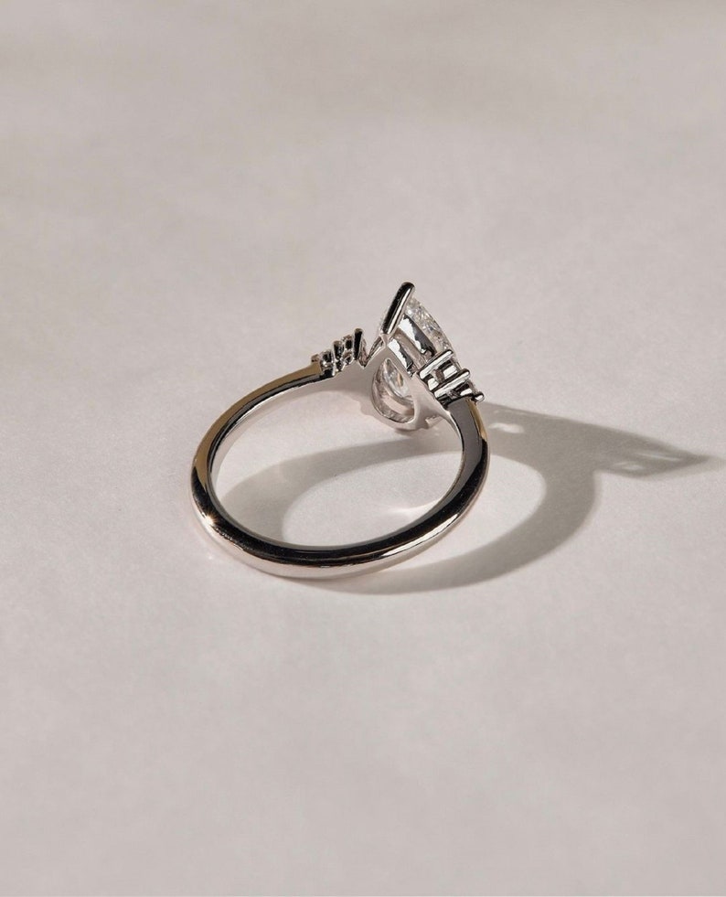 3ct Pear-Cut Lab Grown Diamond Cluster Engagement Ring in 14K White Gold