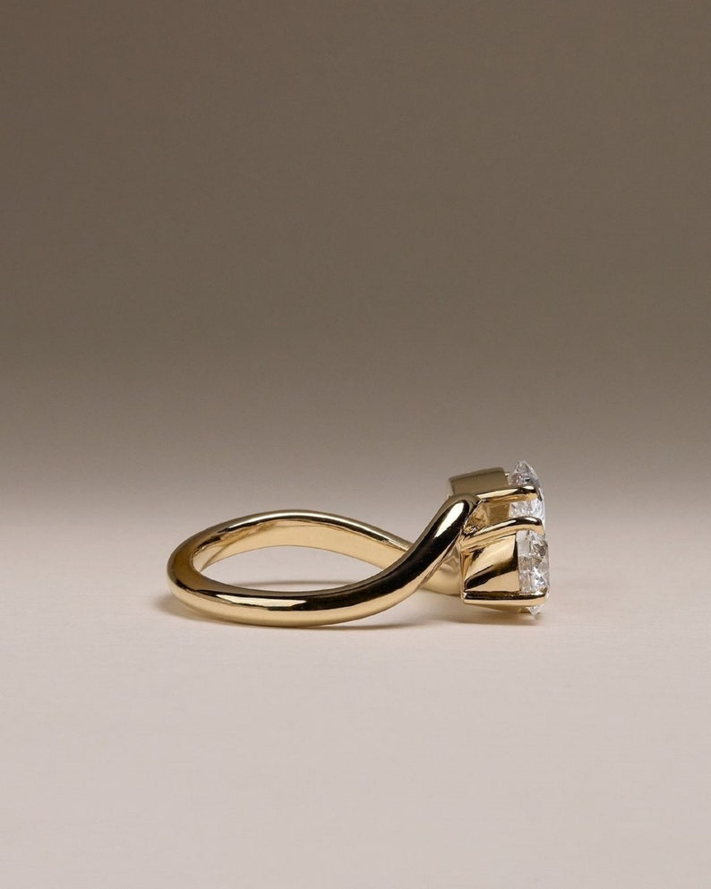 5ctw Eternal Bond Lab-Grown Diamonds Ring, 3ct Pear shape & 2ct Round.