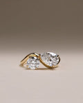 5ctw Eternal Bond Lab-Grown Diamonds Ring, 3ct Pear shape & 2ct Round.