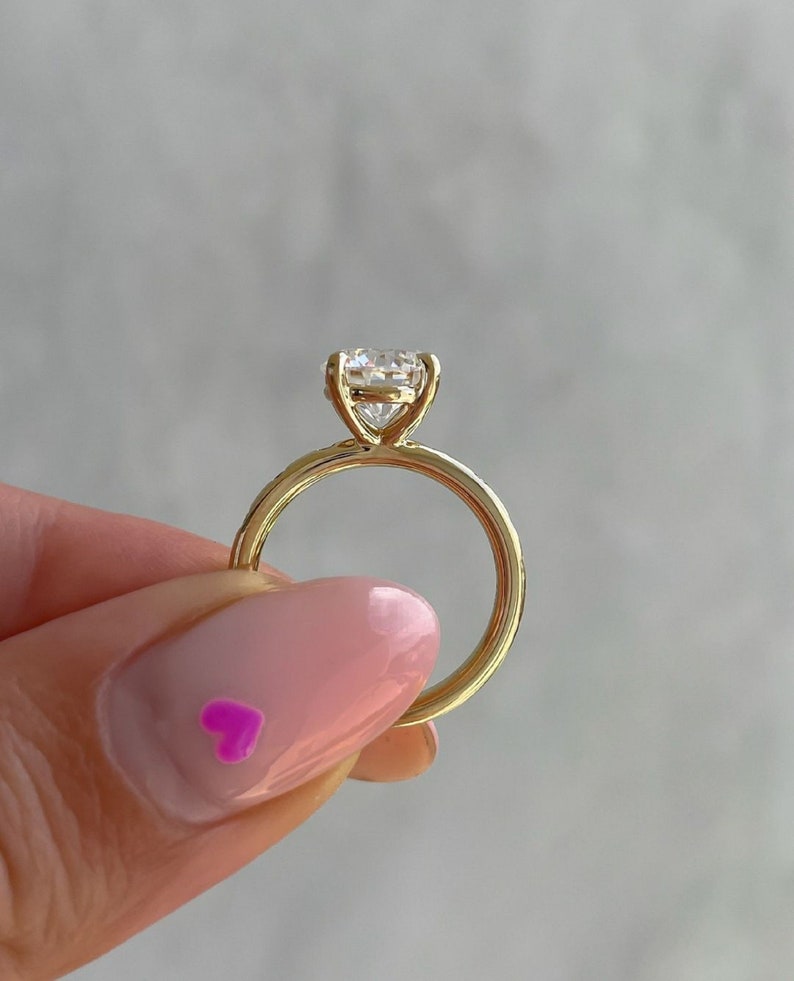 2.50ct Round Lab Grown Solitaire Ring, 14K Yellow Gold, Flush Set Diamonds Engagement Ring