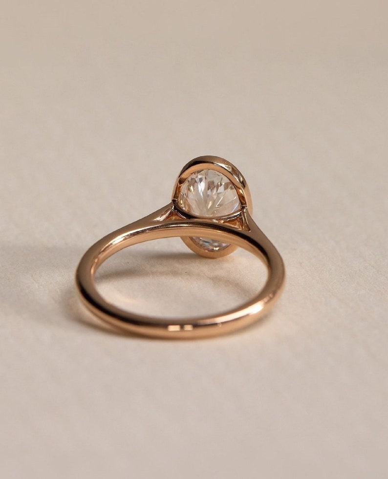 2.50ct Oval Cut Lab-Grown Diamond Bezel Solitaire Ring in 14K Rose Gold