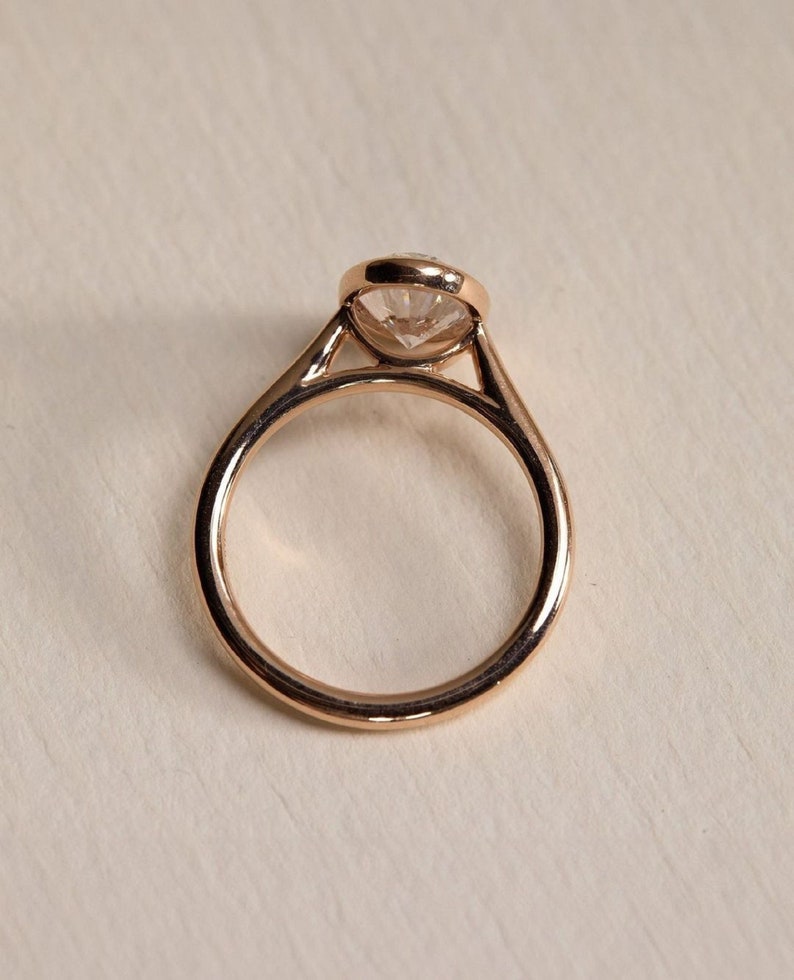 2.50ct Oval Cut Lab-Grown Diamond Bezel Solitaire Ring in 14K Rose Gold