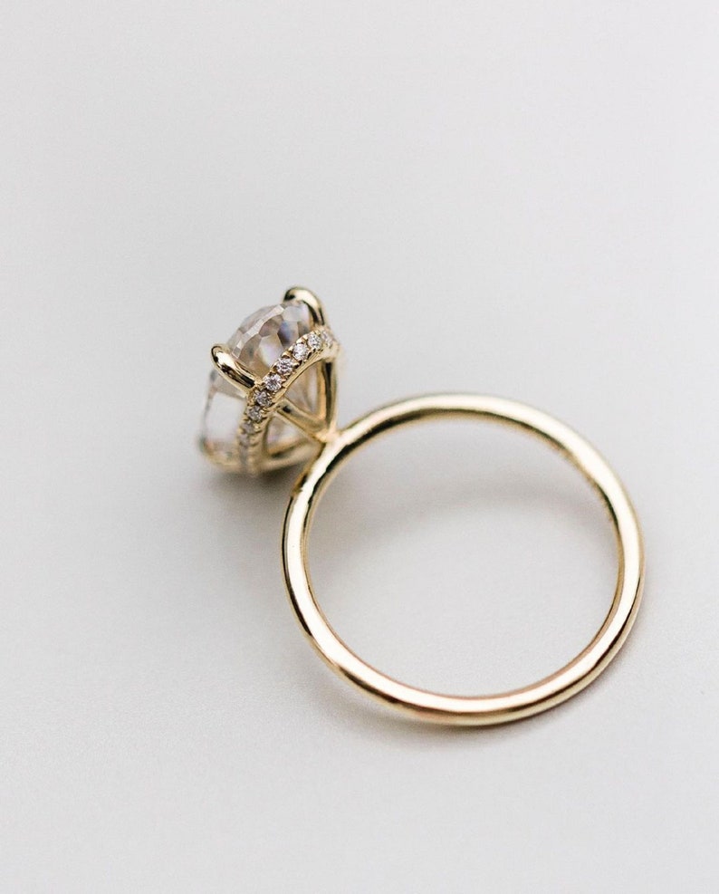3ct Oval Cut Hidden Halo Lab-Grown Diamond Solitaire Ring in Gold