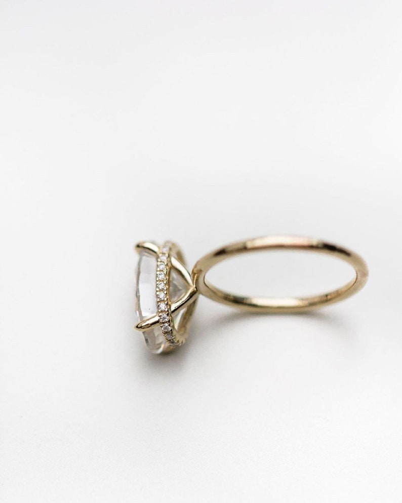 3ct Oval Cut Hidden Halo Lab-Grown Diamond Solitaire Ring in Gold