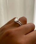 3.50ct Elegant Oval Cut Lab-Grown Diamond Engagement Ring – Pavé Band, White Gold Finish