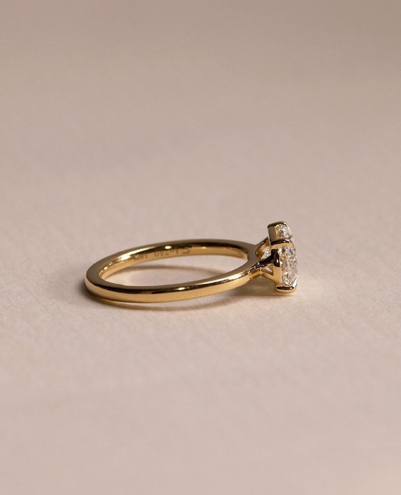 2 Carat Solitaire Oval East West Lab grown Diamond Engagement Ring in 14k Gold