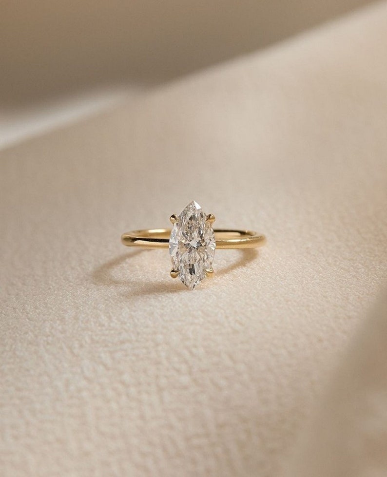 1.50ct Marquise Diamond Solitaire Ring in Gold – Dainty Luxury Ring