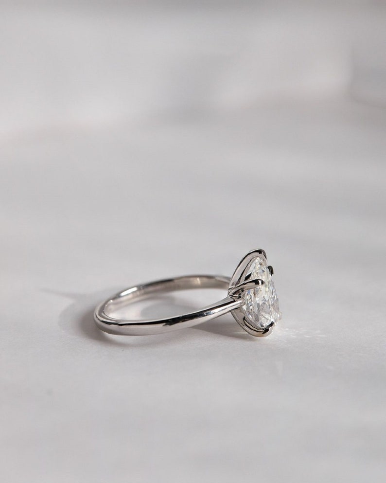 2ct CT Pear Lab Grown Diamond Solitaire Engagement Ring 14k White Gold
