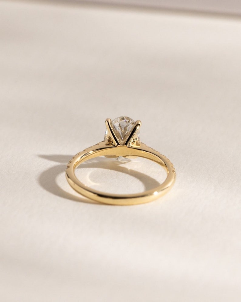 3ct Oval Hidden Halo Engagement Ring 14k Yellow Gold with Pave Band
