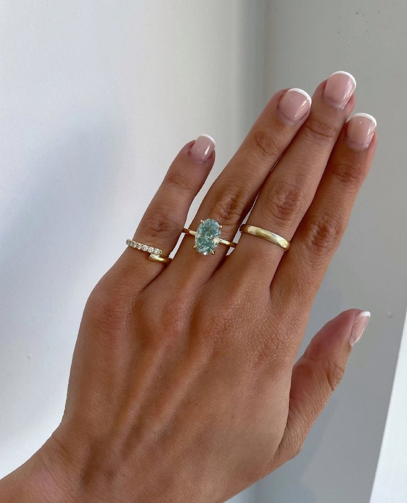3ct Oval Cut Lab-Grown Diamond Engagement Ring in Solid Gold – Minimalist Elegant Statement Ring