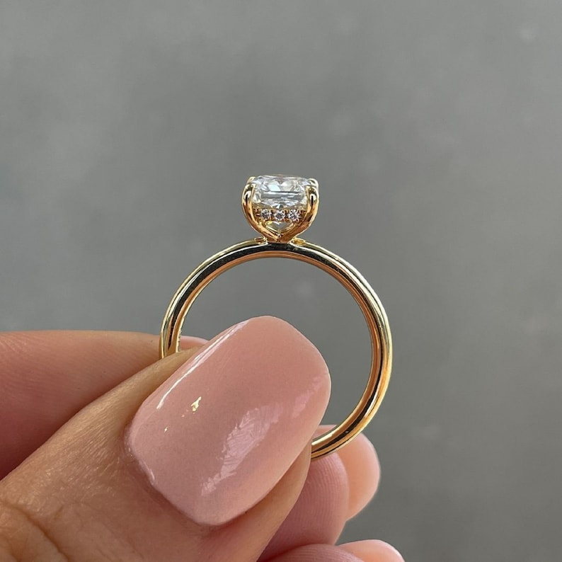 2ct Elongated Cushion Lab Diamond Solitaire Ring | IGI Certified | Yellow Gold