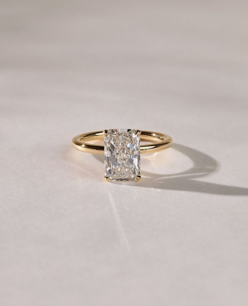 2ct Radiant Cut Lab grown Solitaire Diamond Ring in Gold – Minimalist Luxury Statement Ring