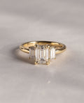 3ct Emerald Cut Lab Grown Engagement Ring | Three Stone Anniversary & Bridal Ring Side Diamonds Emerald Each 0.50ct