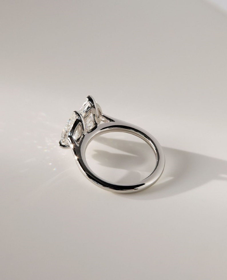 5ctw Toi et Moi Lab Grown Diamond Ring: Pear & Marquise, White Gold, 2ct MQ & 3ct Pear Shape