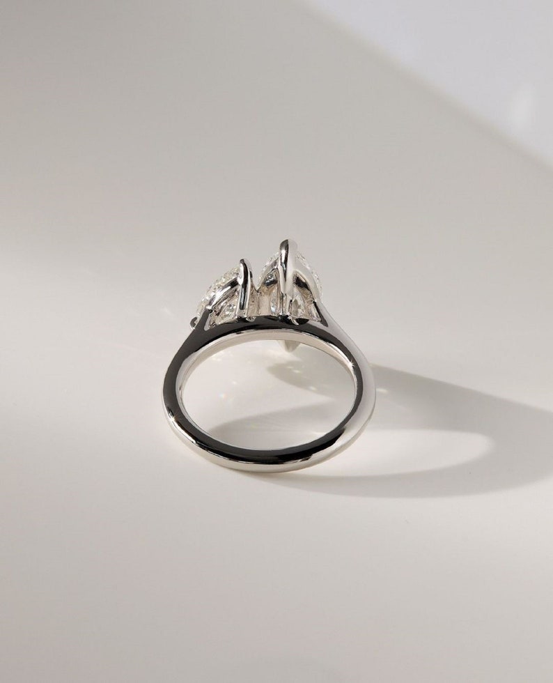 5ctw Toi et Moi Lab Grown Diamond Ring: Pear & Marquise, White Gold, 2ct MQ & 3ct Pear Shape