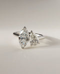 5ctw Toi et Moi Lab Grown Diamond Ring: Pear & Marquise, White Gold, 2ct MQ & 3ct Pear Shape