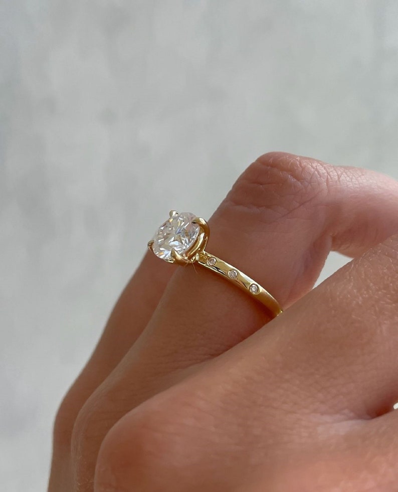 2.50ct Round Lab Grown Solitaire Ring, 14K Yellow Gold, Flush Set Diamonds Engagement Ring