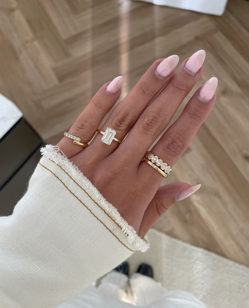 5ct Emerald Cut Diamond Solitaire Engagement Ring, IGI Certified E/VVS2 Lab Grown Diamond, 14k Yellow Gold Ring, Elongated Diamond Ring