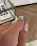 3ct Cushion Lab Grown Diamond Engagement Ring in 14K White Gold Solitaire 4-Prong Setting