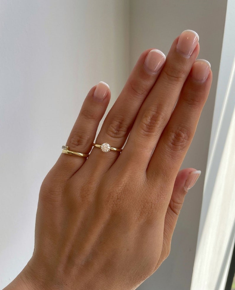 14k Yellow Gold Solitaire Engagement Ring, 0.50 CT Lab Grown Diamond, Six Prong Ring