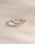 3ct Oval Hidden Halo Engagement Ring 14k Yellow Gold with Pave Band