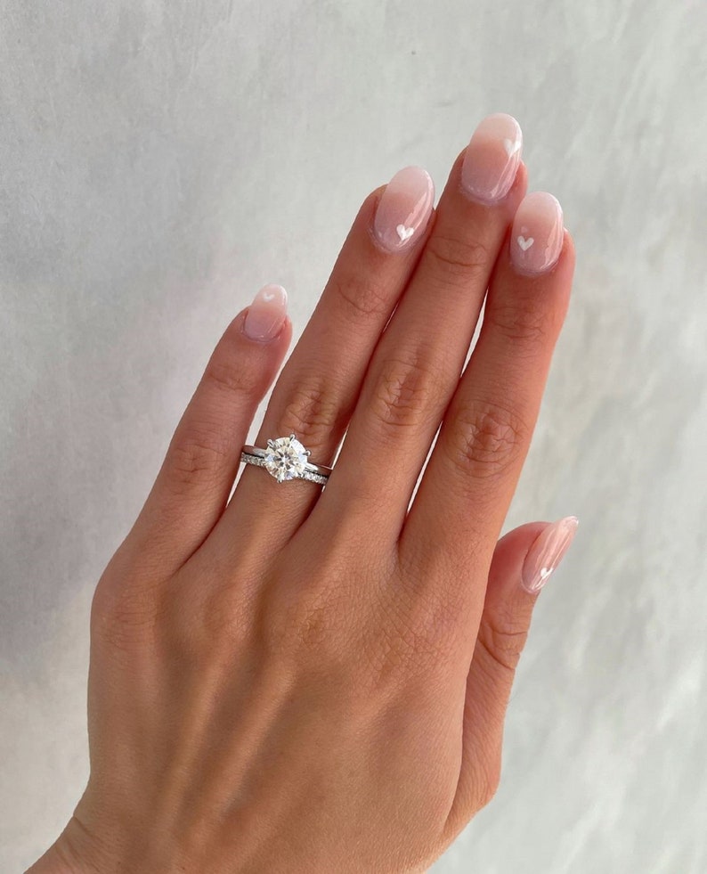 2.50ct Round Cut Lab Grown Bridal Matching Wedding Ring Set in 14k White Gold.