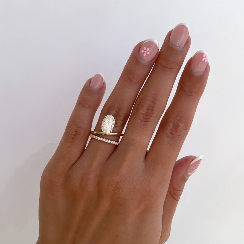 2.50ct Oval Cut Lab Grown Bridal Set – 14K Gold Solitaire & Eternity Band