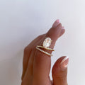 2.50ct Oval Cut Lab Grown Bridal Set – 14K Gold Solitaire & Eternity Band