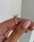 2.50 Lab grown Diamond Emerald Cut Engagement Ring. , 14K White Gold With Band