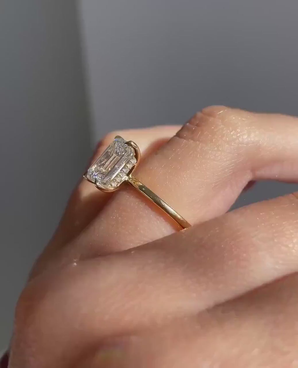 3ct Emerald Cut lab grown Diamond Solitaire Elongated Engagement Ring Rectangle Diamond Ring Thin Solitaire Ring Fine Jewelry