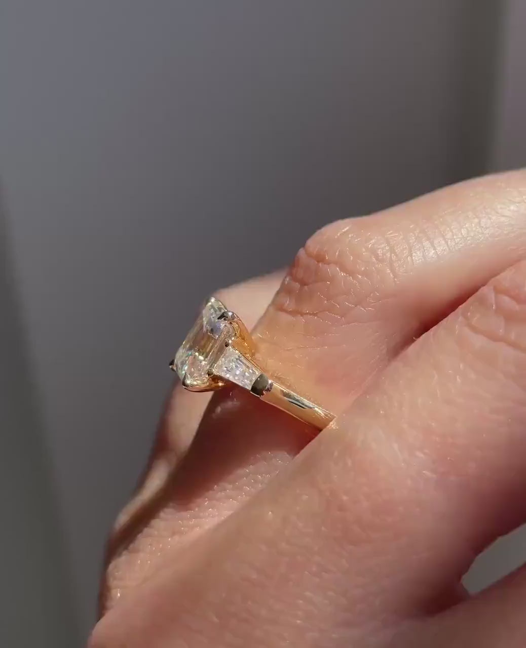 3 Ct Emerald Cut Lab-Grown Diamond Engagement Ring in 14K Gold