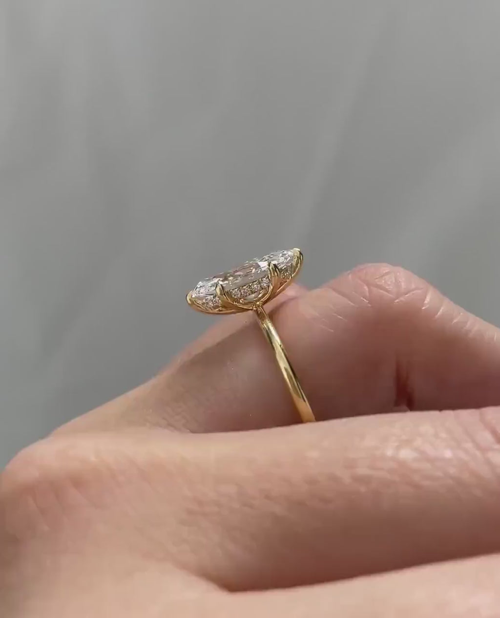 2ct marquise cut Lab Grown solitaire engagement ring set in 14K yellow gold