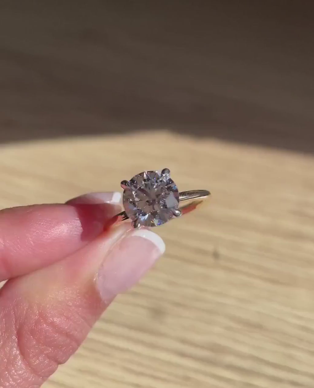 4 Carat Round Brilliant D VVS2 Lab Grown Diamond Solitaire Ring / Two Tone White Prongs Engagement Ring / Cathedral Diamond Ring / 4CT Round