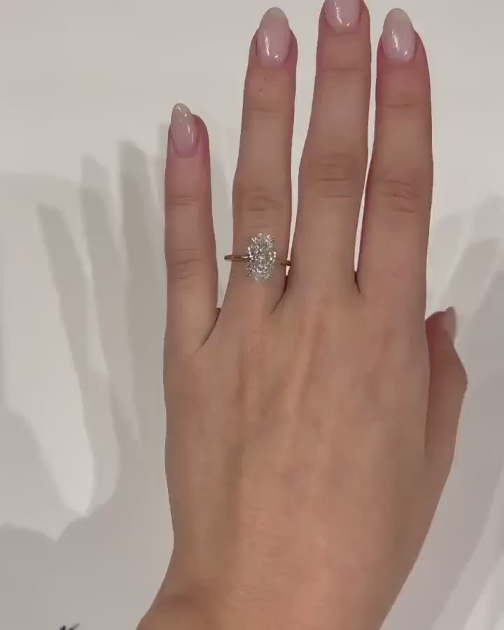 3ct Oval Cut Hidden Halo Lab-Grown Diamond Solitaire Ring in Gold